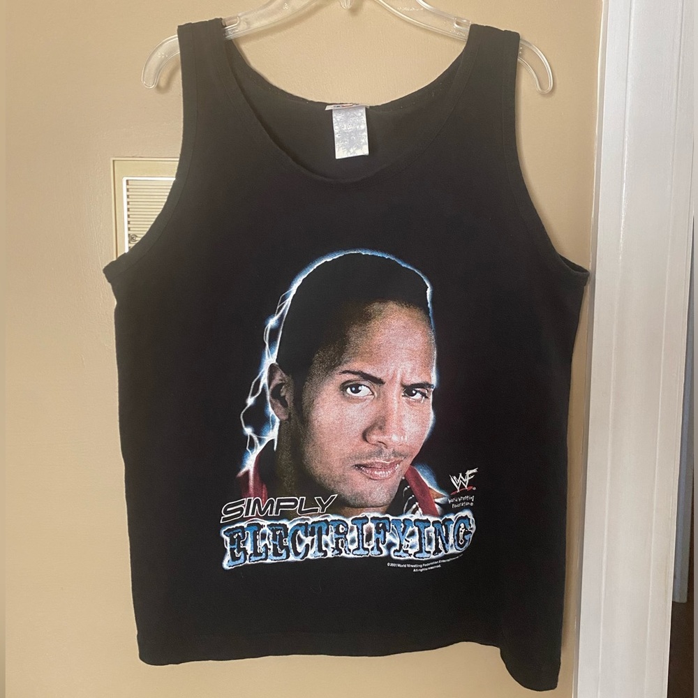 Vintage (2001) WWF tank top featuring The Rock. Simply Electrifying.
